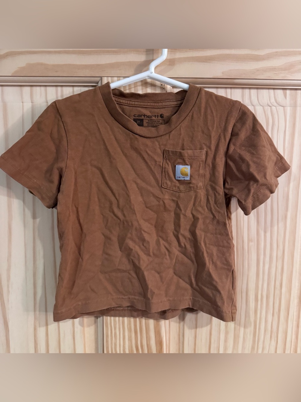 Carhartt Kids 2T Brown Short Sleeve Pocket T-Shirt TK6513-B Cotton Tee